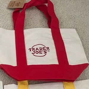 Trader Joe's Canvas Mini Tote Bag Red
